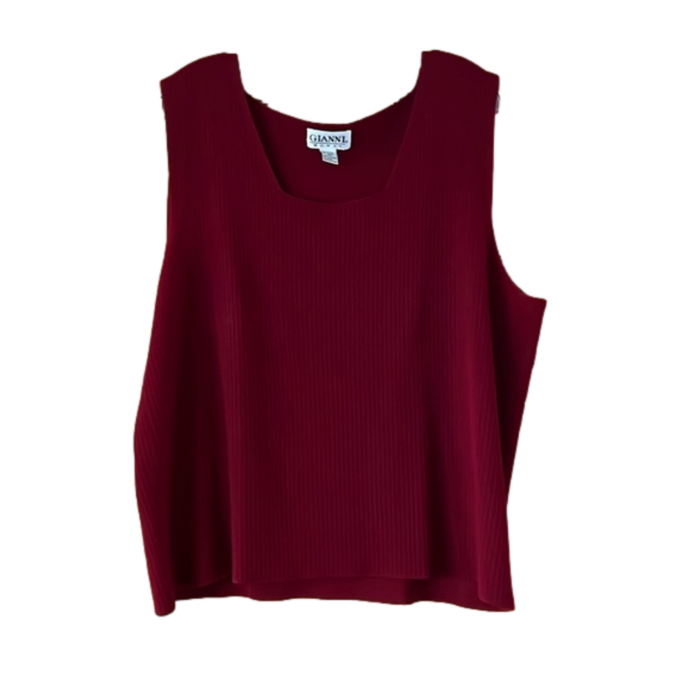 Gianni Burgundy Knit Sleeveless Shirt Woman